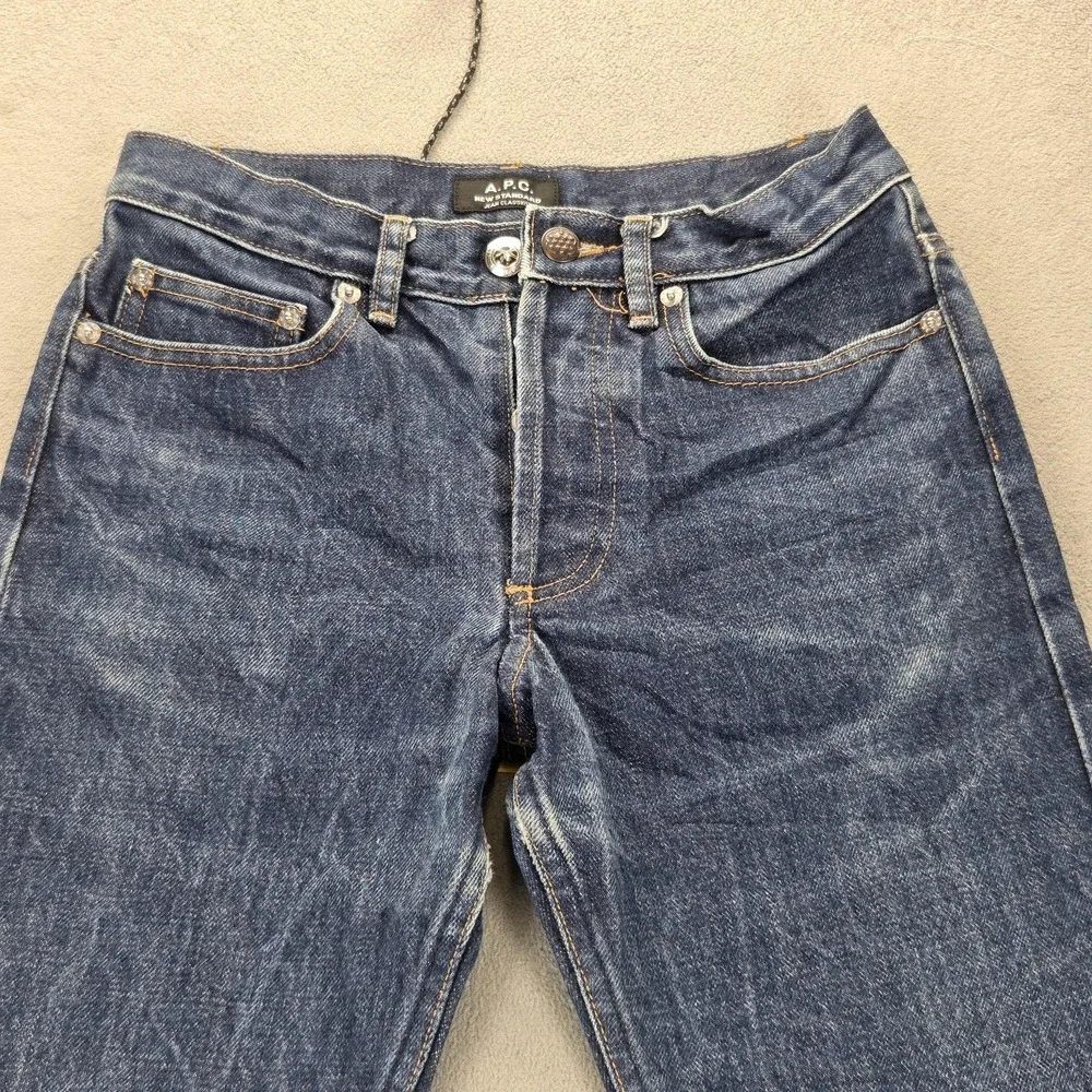 A.P.C. New Standard Jeans Mens Blue Slim Straight Whiskers Honeycomb Fits‎ 24x30